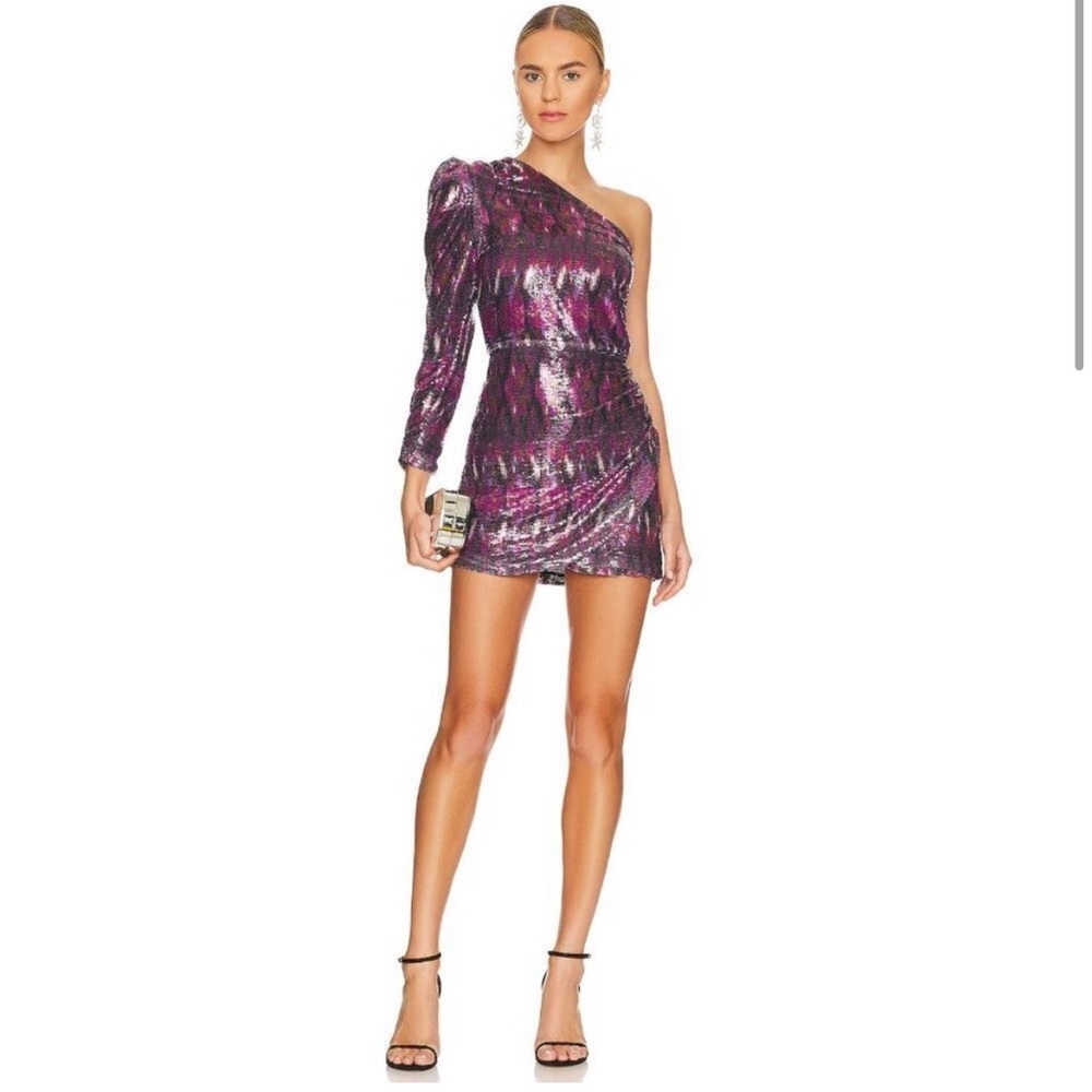 Misa Los Angeles One-Shoulder Sequin Dress